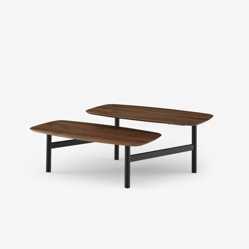 Pantographe Low Table European Walnut Top Black Lacquered Base by Ligne Roset - Additional Image - 2