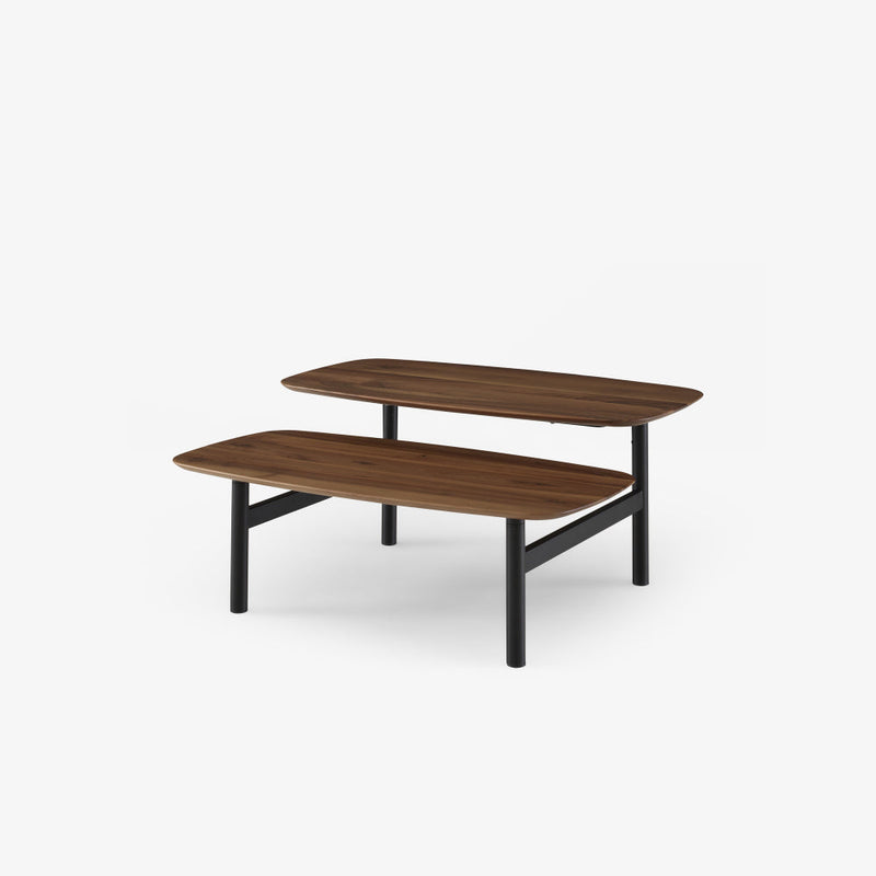 Pantographe Low Table European Walnut Top Black Lacquered Base by Ligne Roset - Additional Image - 3