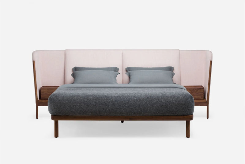 Quick Ship King Dubois Low Bed with Bedside Tables by Luca Nichetto for De La Espada