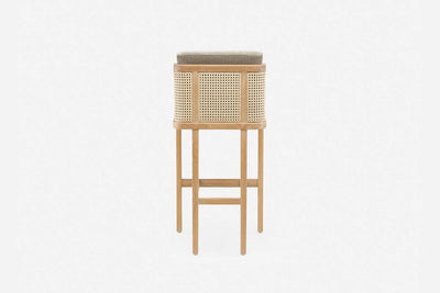 Throne Upholstered Barstool with Rattan by Autoban by De La Espada