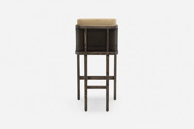 Throne Upholstered Barstool with Rattan by Autoban by De La Espada