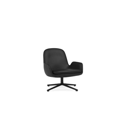 Era Low Swivel Black Alu Ultra Leather Lounge Chair by Normann Copenhagen