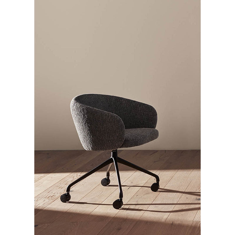 Huma Upholstered Swivel Armchair with Casters by Expormim - Additional Image 1
