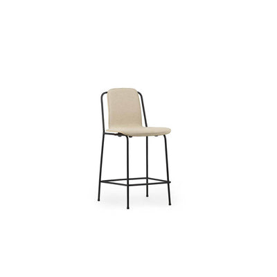 Studio Bar Chair 25.59" Front Upholstery Black Steel/ Oak/ Main Line Flax by Normann Copenhagen