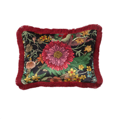 Berkeley Blooms Rectangle Fringed Velvet Cushion by Timorous Beasties