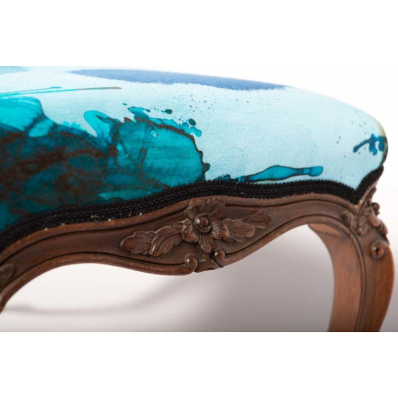 Blue Blotch Bee Velvet Stool by Timorous Beasties-3