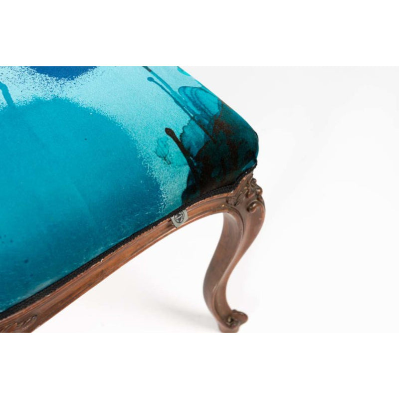 Blue Blotch Bee Velvet Stool by Timorous Beasties-4