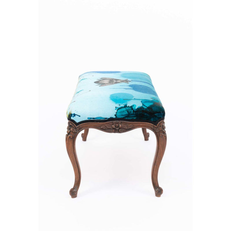 Blue Blotch Bee Velvet Stool by Timorous Beasties-1