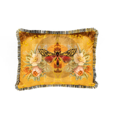 Chintz Moth Fringed Velvet Cushion by Timorous Beasties