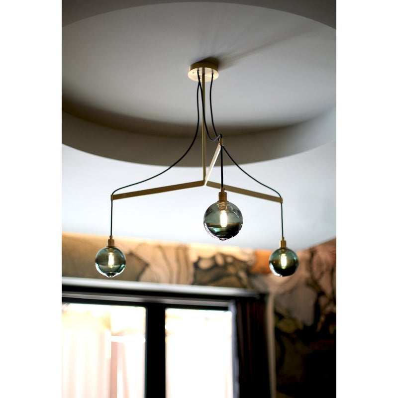 Drape Arm 3 ellipsoid glass 6" Chandelier by SkLO 3