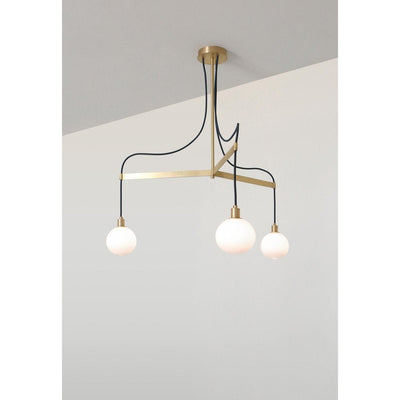 Drape Arm 3 Sphere Glass Chandelier by SkLO 