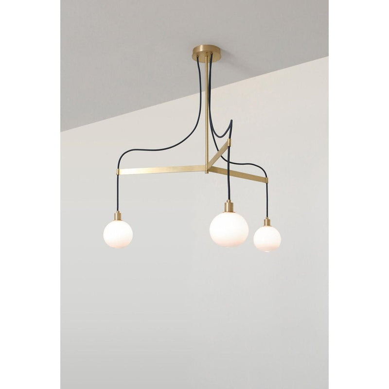 Drape Arm 3 Sphere Glass Chandelier by SkLO 