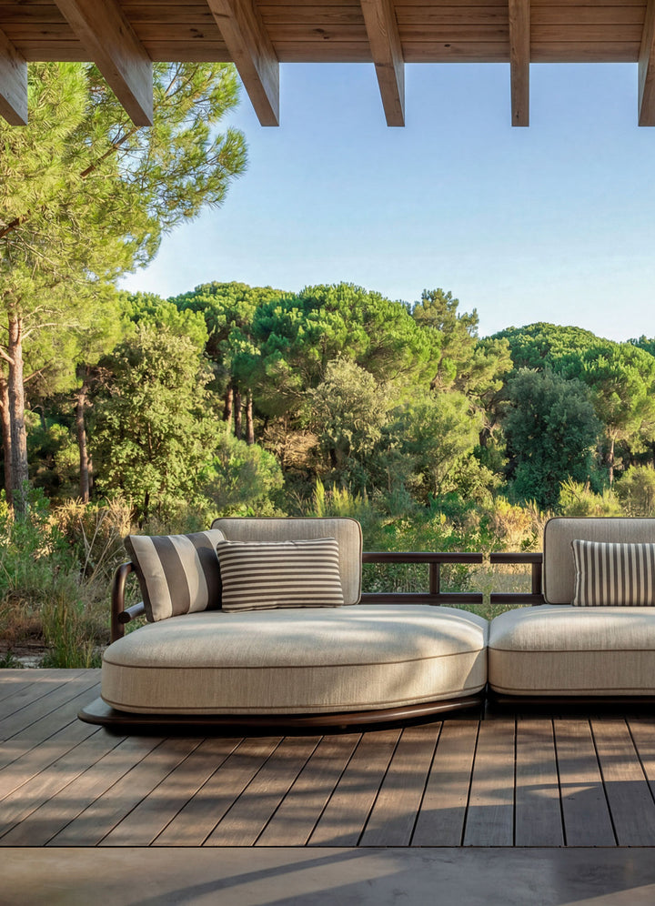 Meridies Outdoor Left Chaise Longue Module With Solid Wood Frame by Expormim