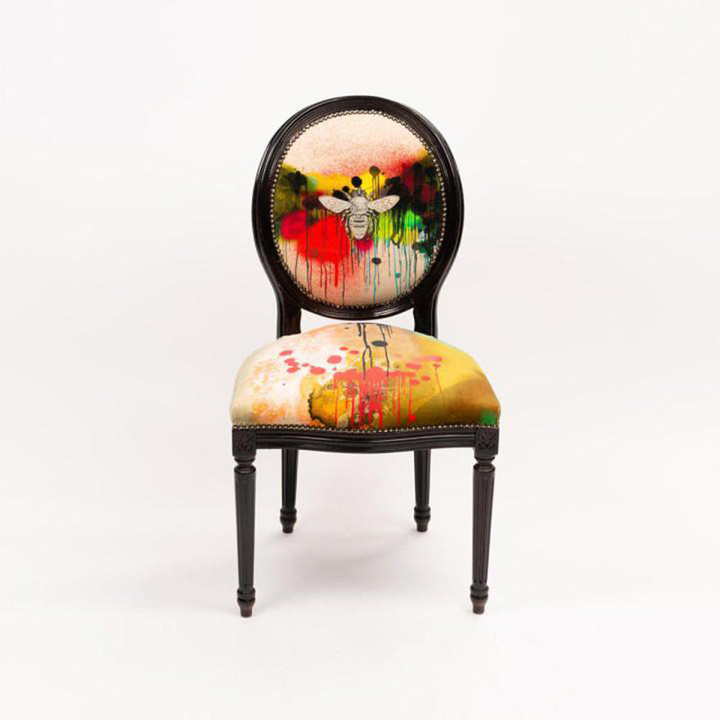 Honey Bee Graffiti Drip Round Dining Chair by Timorous Beasties