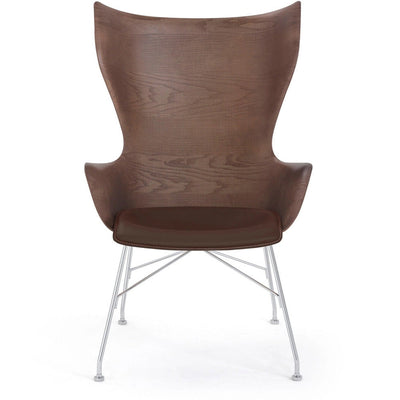 K/Wood Slatted Ash/Leather Seat Lounge Chair by Kartell - Additional Image - 1