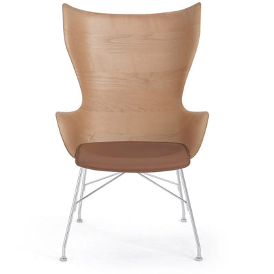 K/Wood Slatted Ash/Leather Seat Lounge Chair by Kartell