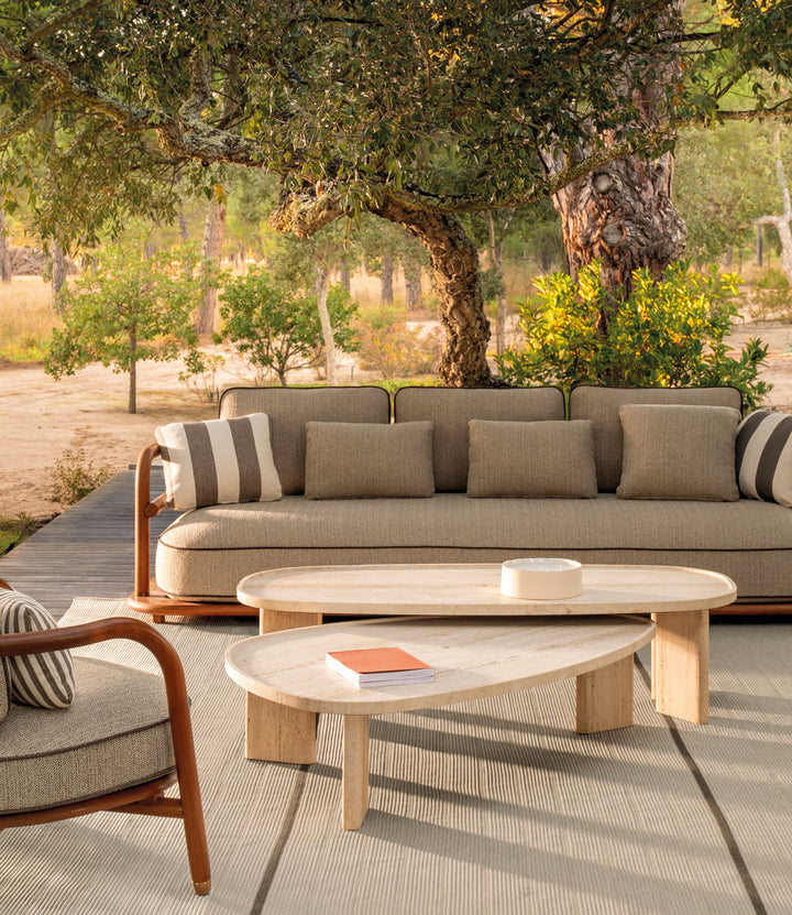 Meridies Outdoor Travertine Oval Coffee Table by Expormim