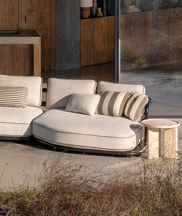 Meridies Outdoor Right Chaise Longue Module With Solid Wood Frame by Expormim