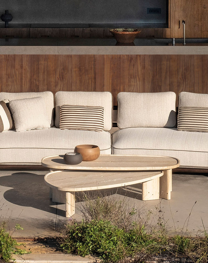 Meridies Outdoor Travertine Triangular Coffee Table 140 cm by Expormim