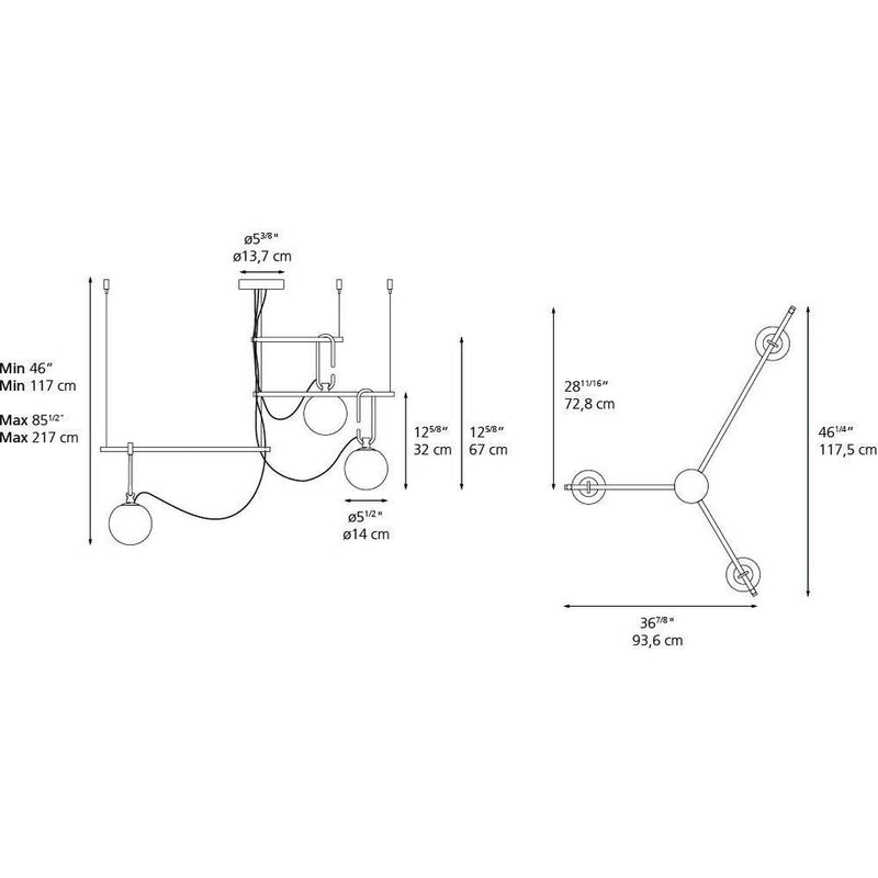 Nh S3 14 Susp LED Max 3X5W E12 Gold by Artemide 1