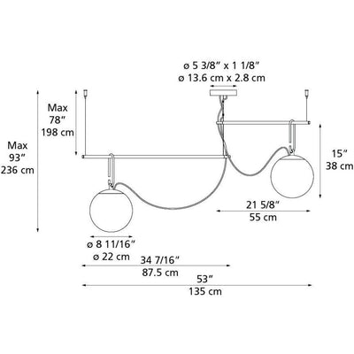 Nh S3 2 Arms LED Max 2X15W E26 Gold by Artemide 1