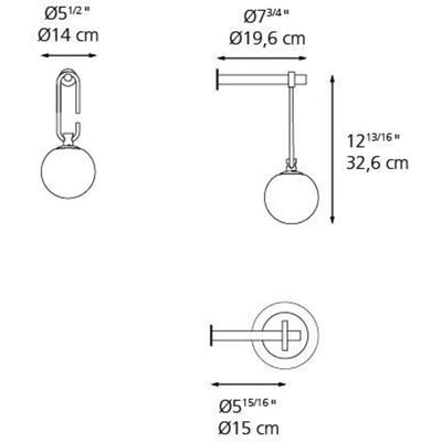 Nh Wall LED Max 5W E12 Gold withPlug by Artemide 1