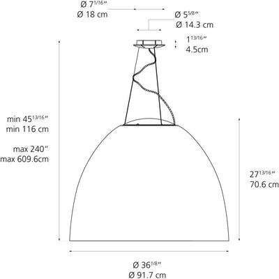 Nur 1618 Acoustic Suspension Lamp with Extension by Artemide 2