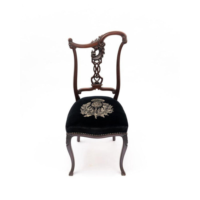 Ornate Black Velvet Thistle Dining Chairs by Timorous Beasties-1