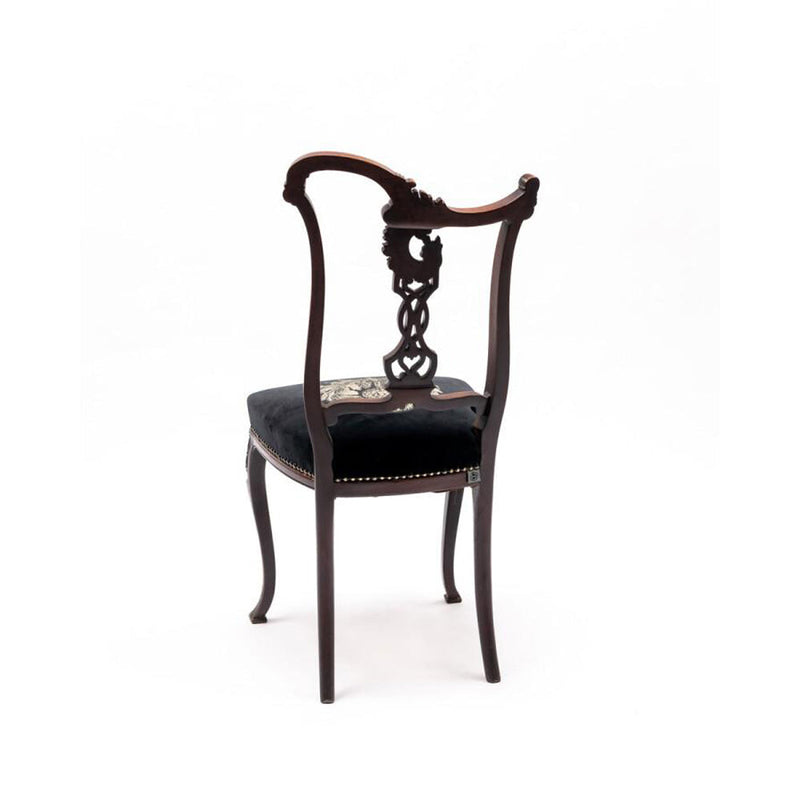 Ornate Black Velvet Thistle Dining Chairs by Timorous Beasties-2