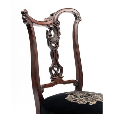 Ornate Black Velvet Thistle Dining Chairs by Timorous Beasties-3