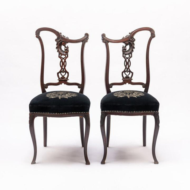 Ornate Black Velvet Thistle Dining Chairs by Timorous Beasties