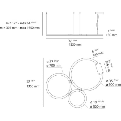 Ripple Cluster Susp LED 89W 90CRI 30K 0-10V Cetlus by Artemide 1