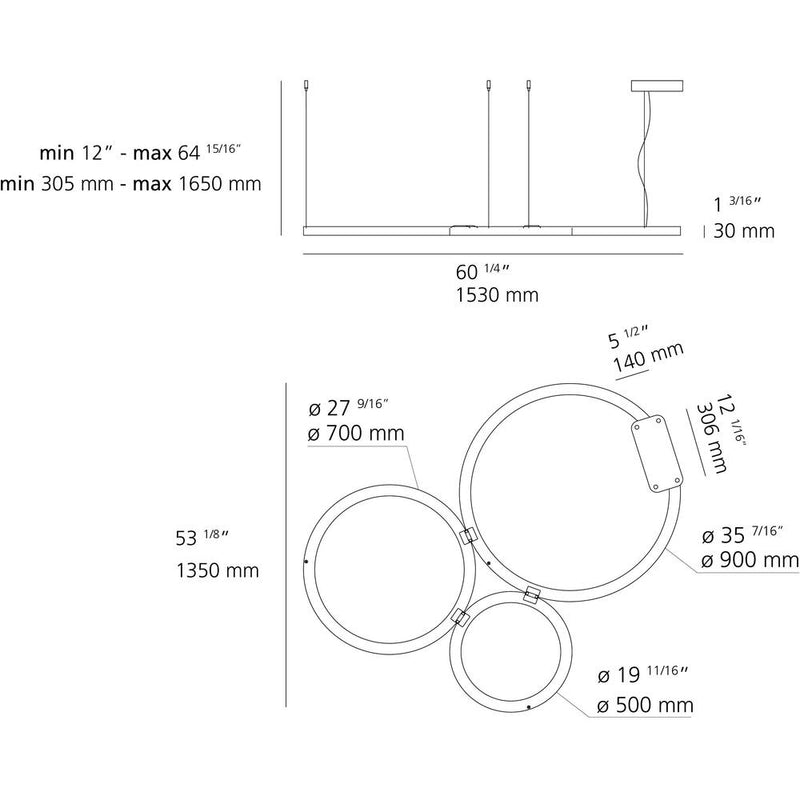 Ripple Cluster Susp LED 89W 90CRI 30K 0-10V Cetlus by Artemide 1