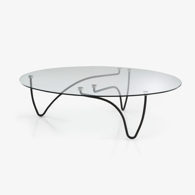 Rythme Oval Occasional Table Clear Glass Top by Ligne Roset