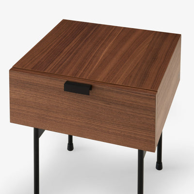 Tanis Bedside Table Walnut + Black Fenix Laminate Base In Circular Tubing by Ligne Roset - Additional Image - 4