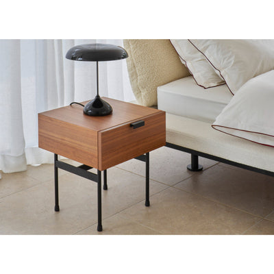 Tanis Bedside Table Walnut + Black Fenix Laminate Base In Circular Tubing by Ligne Roset - Additional Image - 7