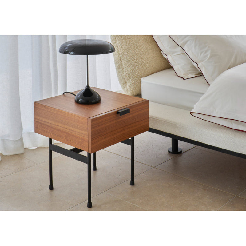 Tanis Bedside Table Walnut + Black Fenix Laminate Base In Circular Tubing by Ligne Roset - Additional Image - 7