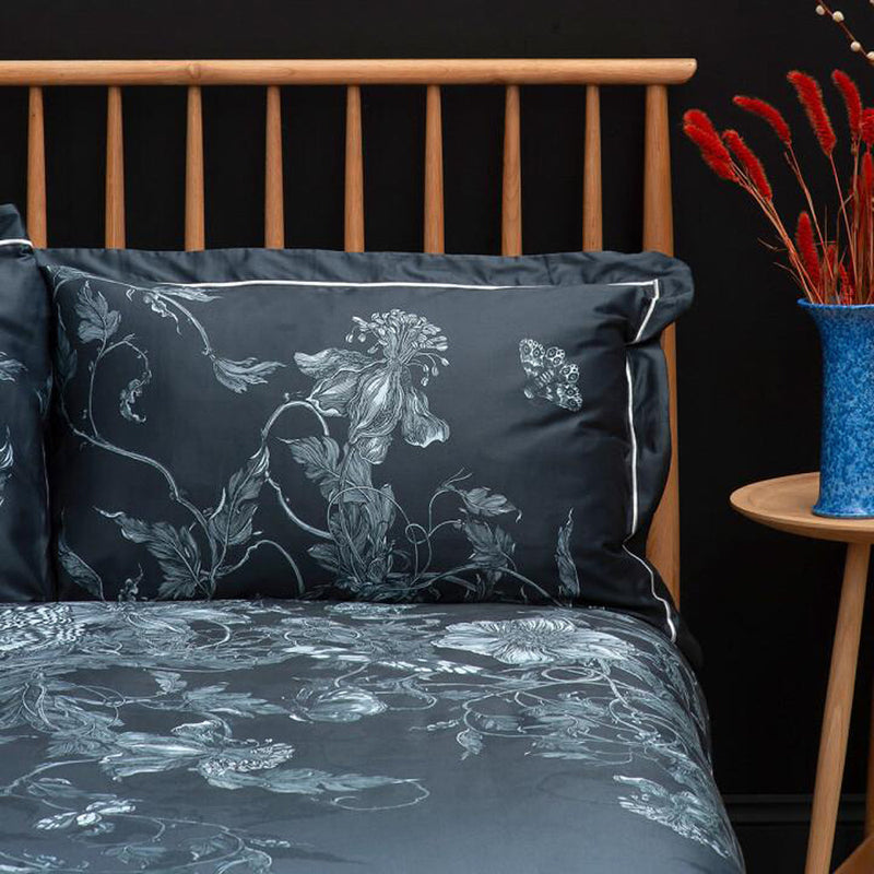 Tendril Spill Navy Oxford Pillowcase by Timorous Beasties