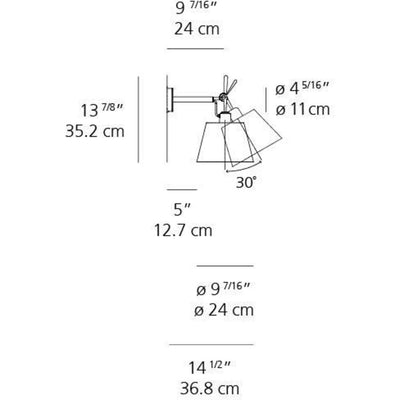 Tolomeo 10 Wall Fiber Shade Max 100W E26 Alum by Artemide 1