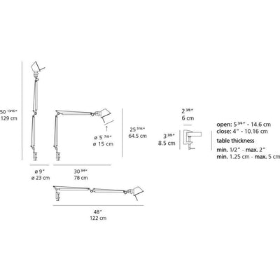 Tolomeo Classic LED 10W 30K Mp-Mv Alum withClamp by Artemide 1