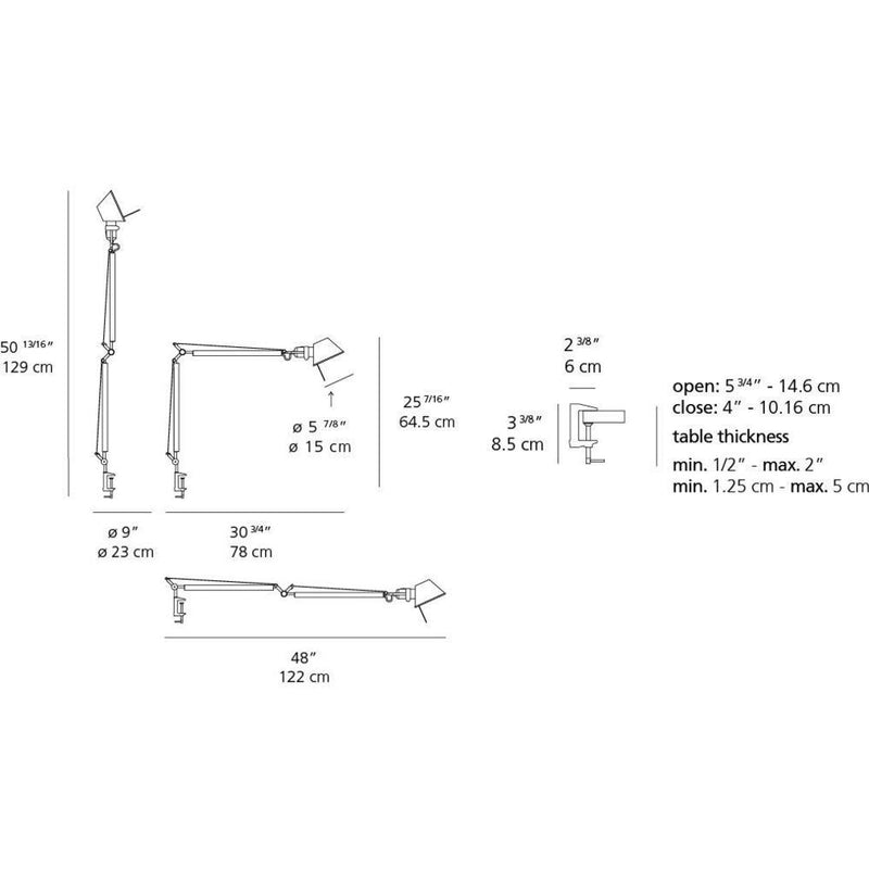 Tolomeo Classic LED 10W 30K Mp-Mv Alum withClamp by Artemide 1