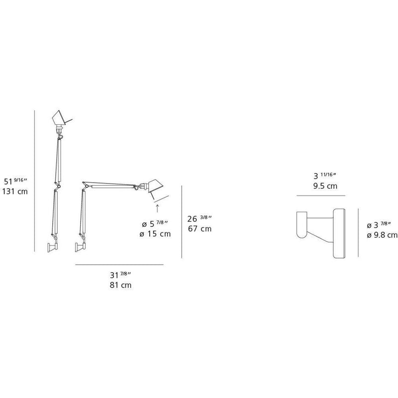 Tolomeo Classic LED 10W 30K Mp-Mv Alum withS Bracket by Artemide 1