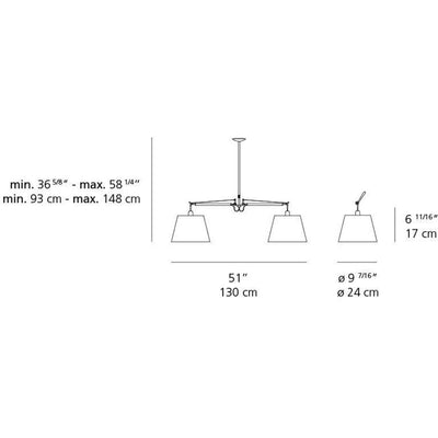 Tolomeo Dbl Shade Susp Max 2X100W E26 with10In Diff Parch by Artemide 1