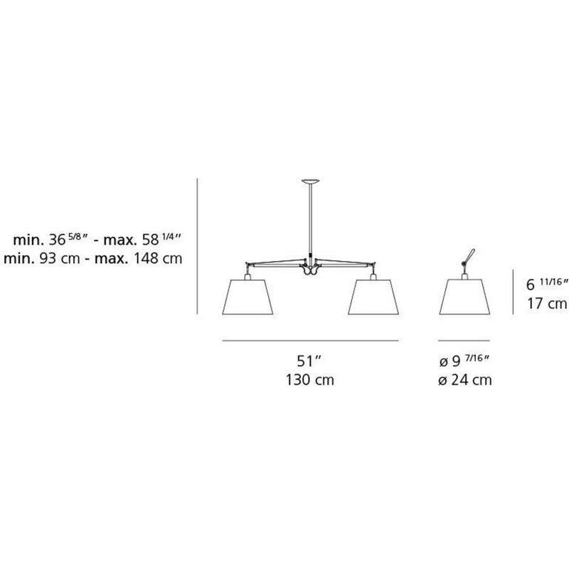 Tolomeo Dbl Shade Susp Max 2X100W E26 with10In Diff Parch by Artemide 1