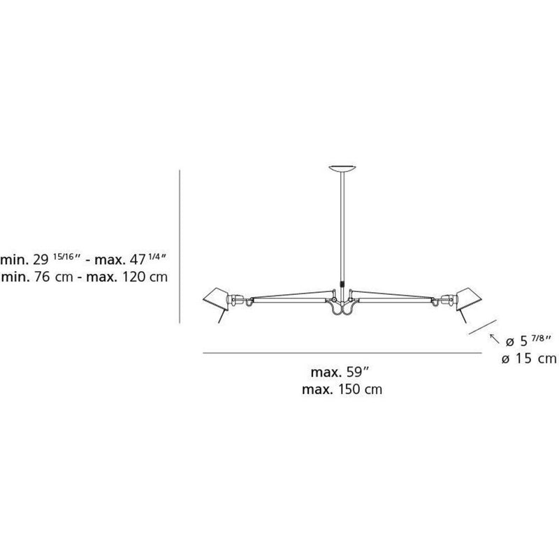 Tolomeo Double Susp Max 2X100W E26 Alum by Artemide 1