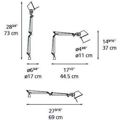 Tolomeo Micro Body Inc 60W E12 Alum by Artemide 