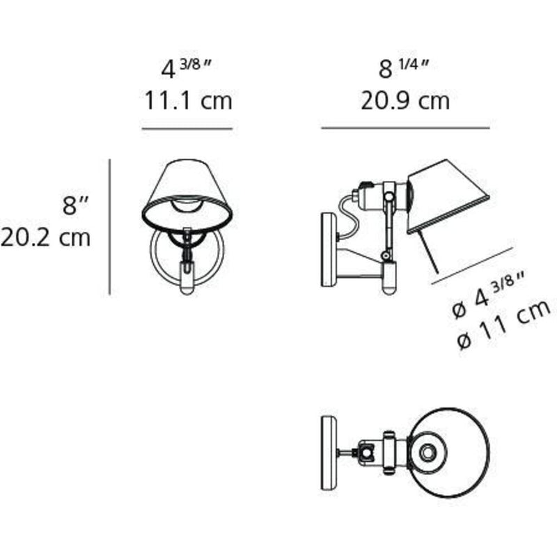 Tolomeo Micro Wall Spot LED 8W 30K Alum withDimmer Switch by Artemide 1