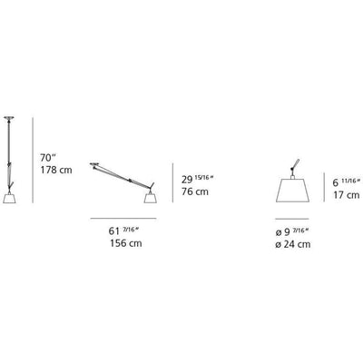 Tolomeo Off-Center Susp Max 100W E26 Alum with10In Diff Parch by Artemide 1