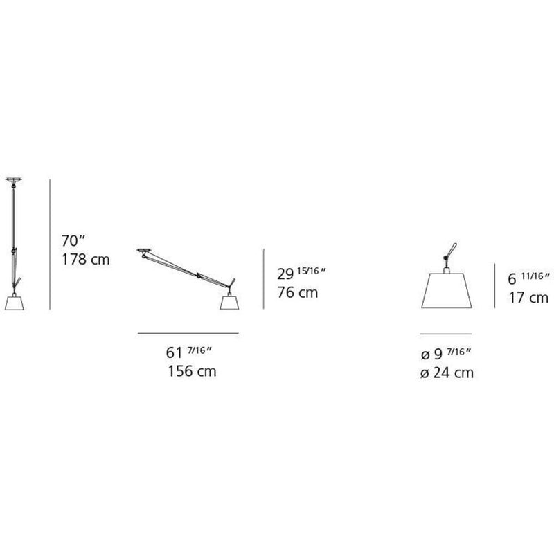 Tolomeo Off-Center Susp Max 100W E26 Alum with10In Diff Parch by Artemide 1