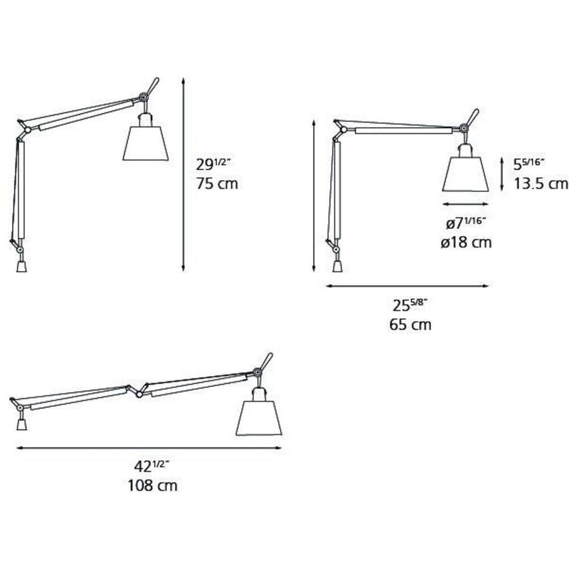 Tolomeo With Shade Body Max 8W E26 Alum/Parchment by Artemide 